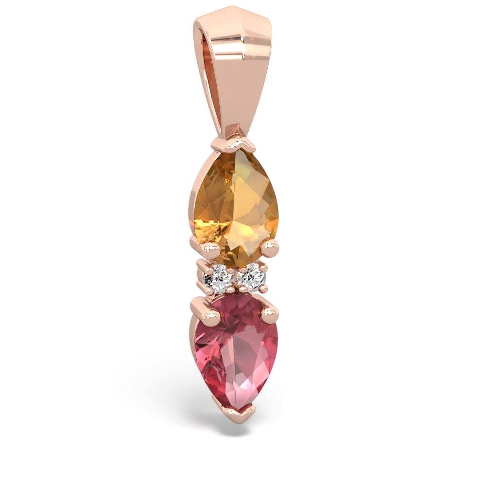 Citrine Bowtie Drop 14K Rose Gold pendant P0865