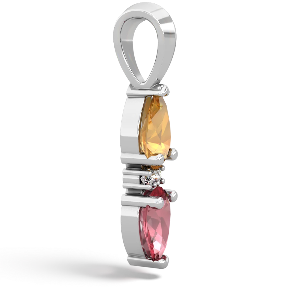 Citrine Bowtie Drop 14K White Gold pendant P0865