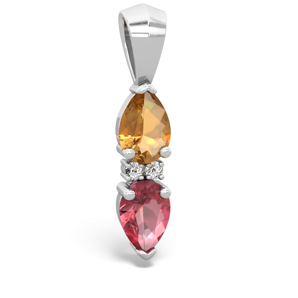 Citrine Bowtie Drop 14K White Gold pendant P0865