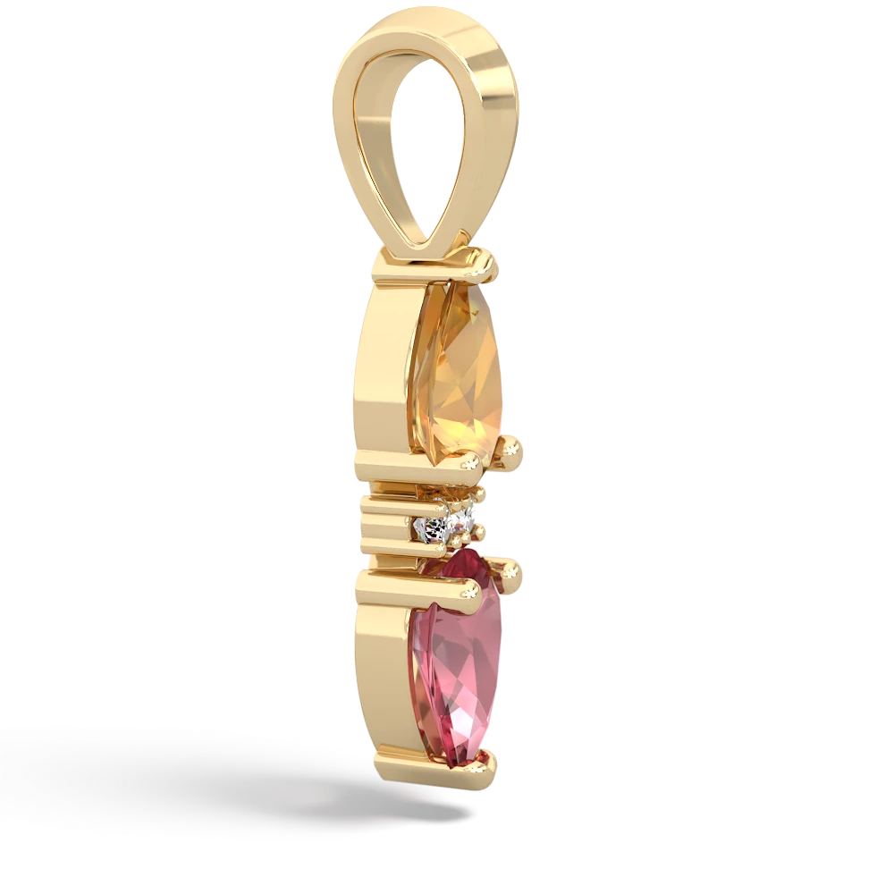 Citrine Bowtie Drop 14K Yellow Gold pendant P0865
