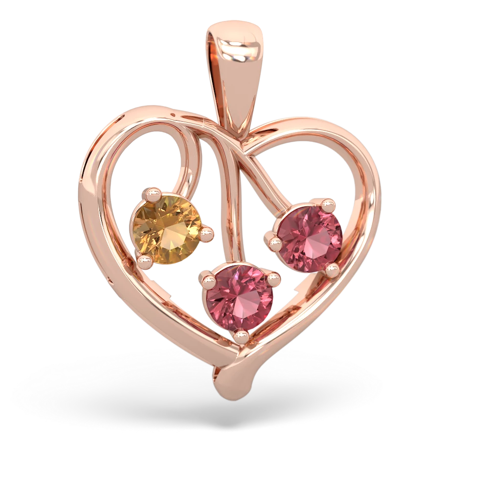 Citrine Glowing Heart 14K Rose Gold pendant P2233