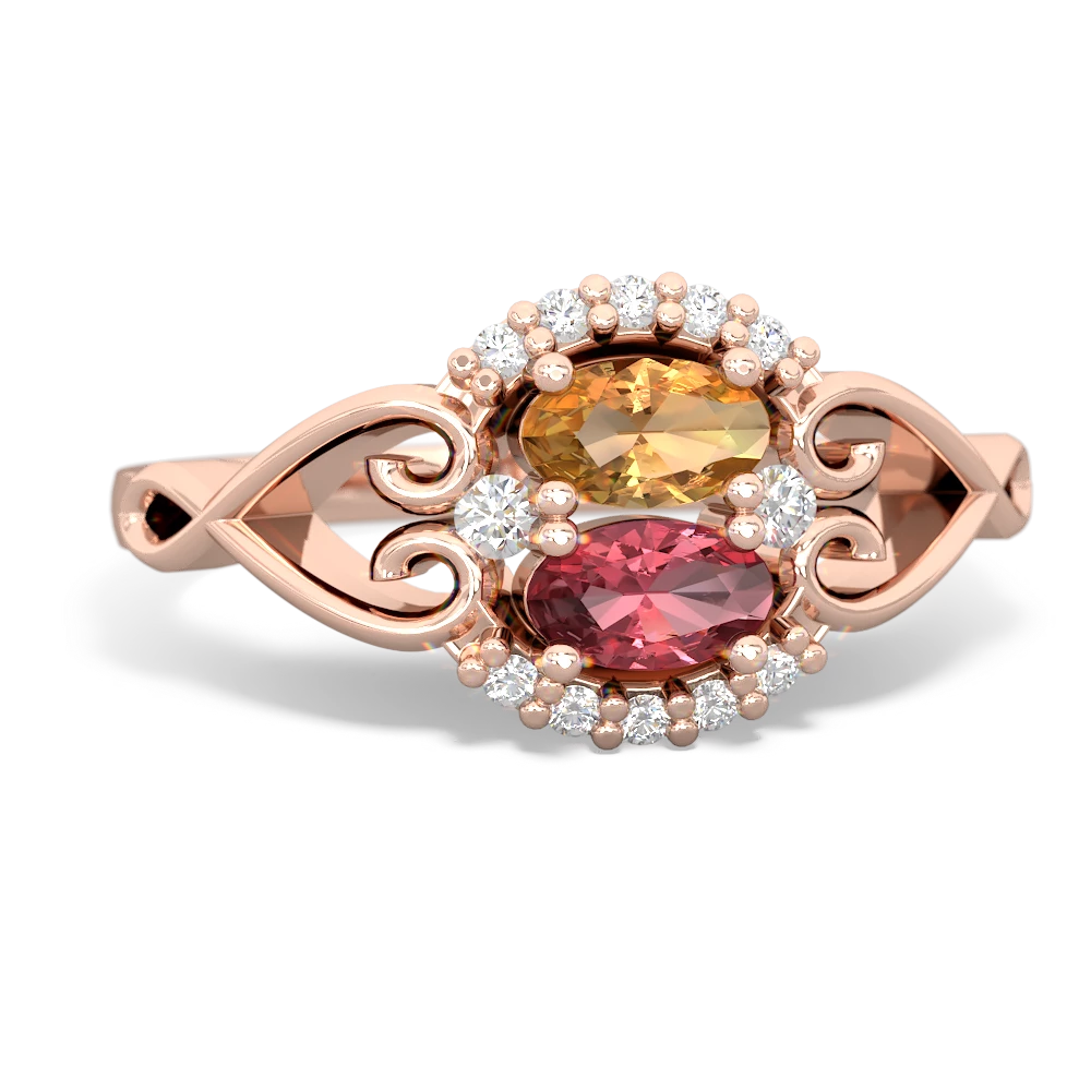 Citrine Love Nest 14K Rose Gold ring R5860