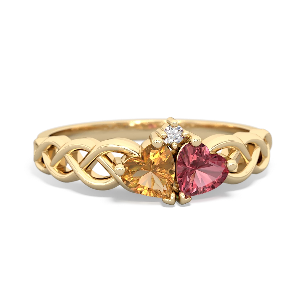 Citrine Heart To Heart Braid 14K Yellow Gold ring R5870