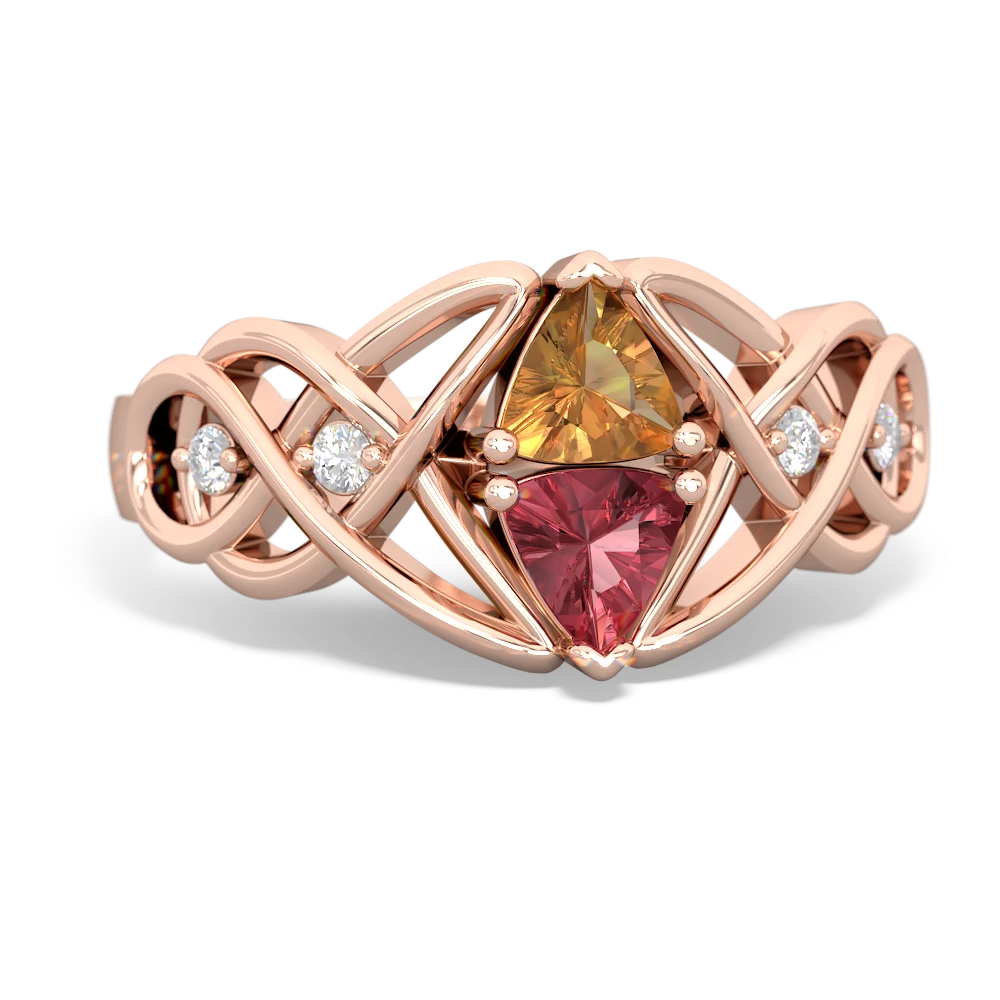 Citrine Keepsake Celtic Knot 14K Rose Gold ring R5300