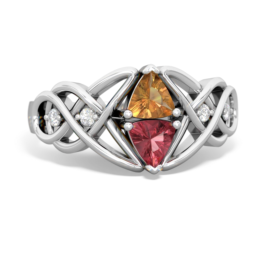 Citrine Keepsake Celtic Knot 14K White Gold ring R5300