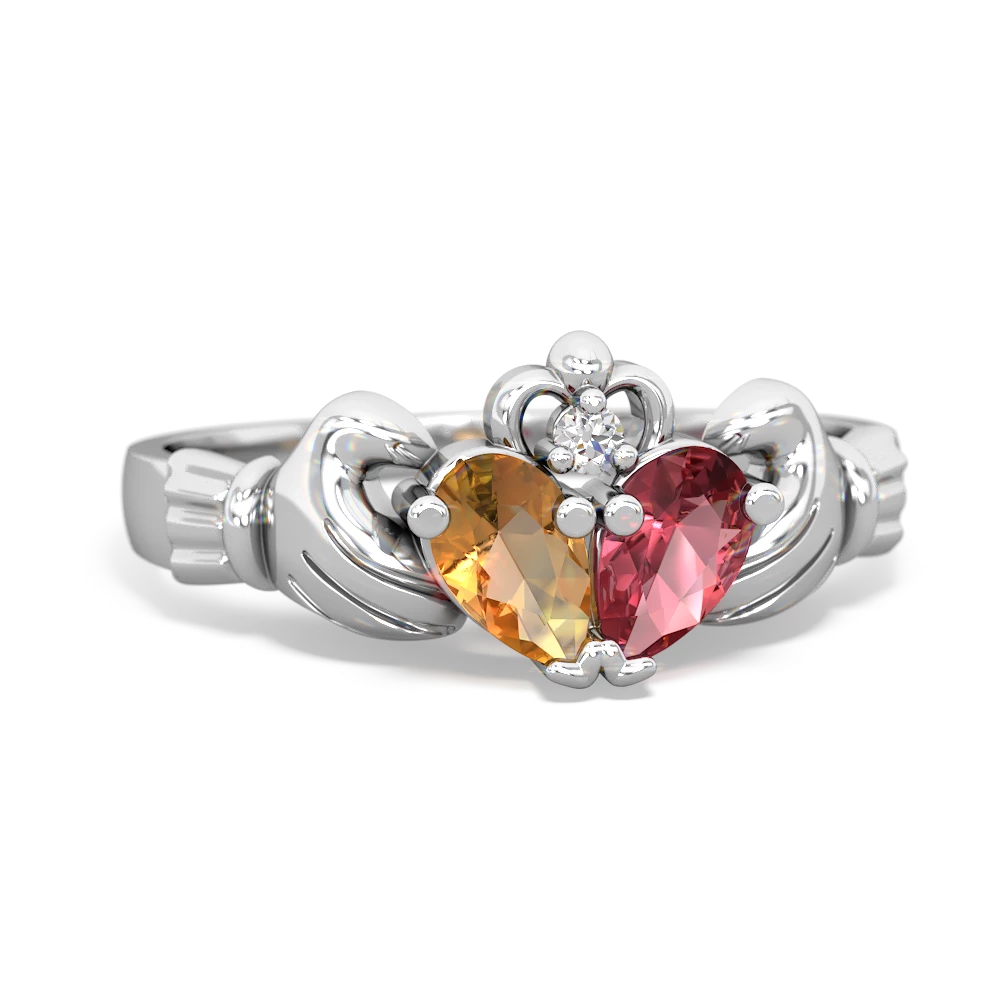 Citrine 'Our Heart' Claddagh 14K White Gold ring R2388