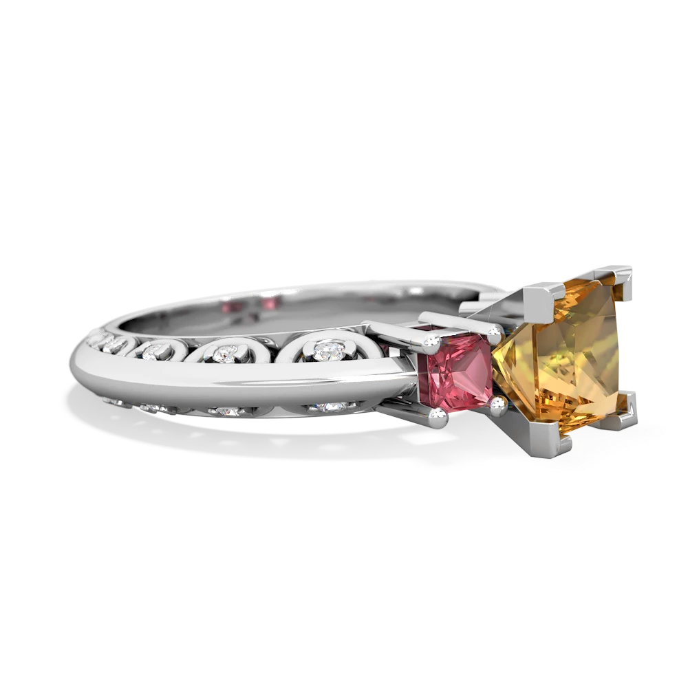 Citrine Eternal Embrace Engagement 14K White Gold ring C2001