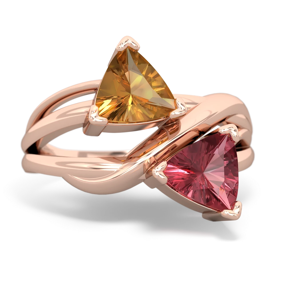 Citrine Split Band Swirl 14K Rose Gold ring R2341