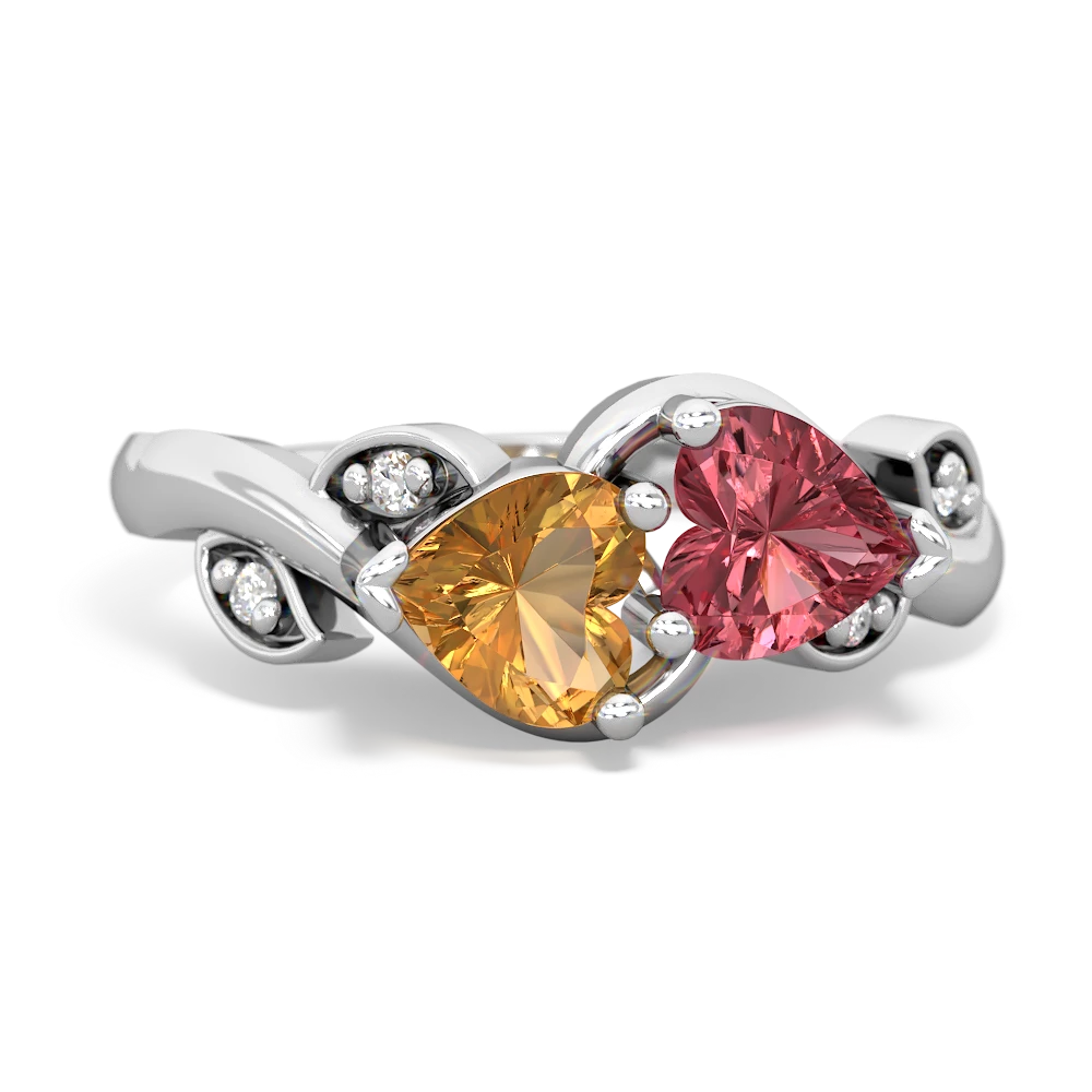 Citrine Floral Elegance 14K White Gold ring R5790