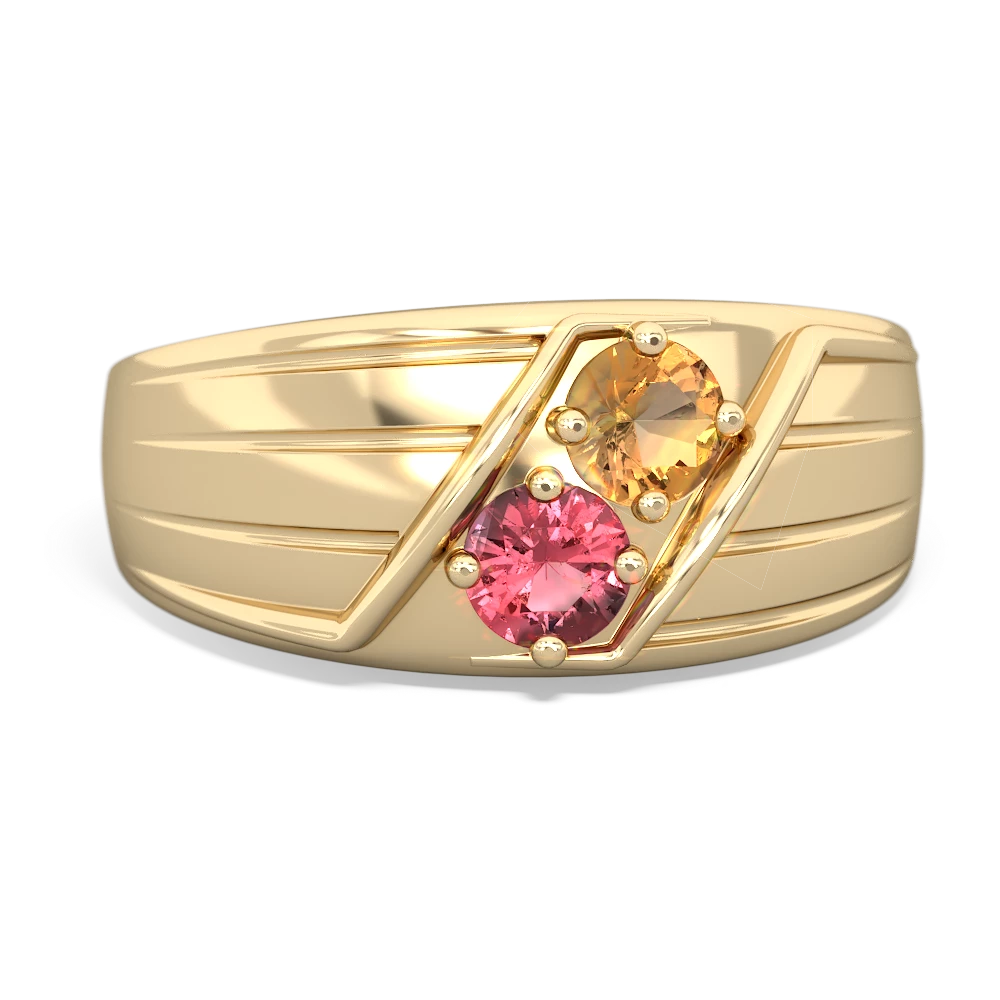 Citrine Men's Streamline 14K Yellow Gold ring R0460