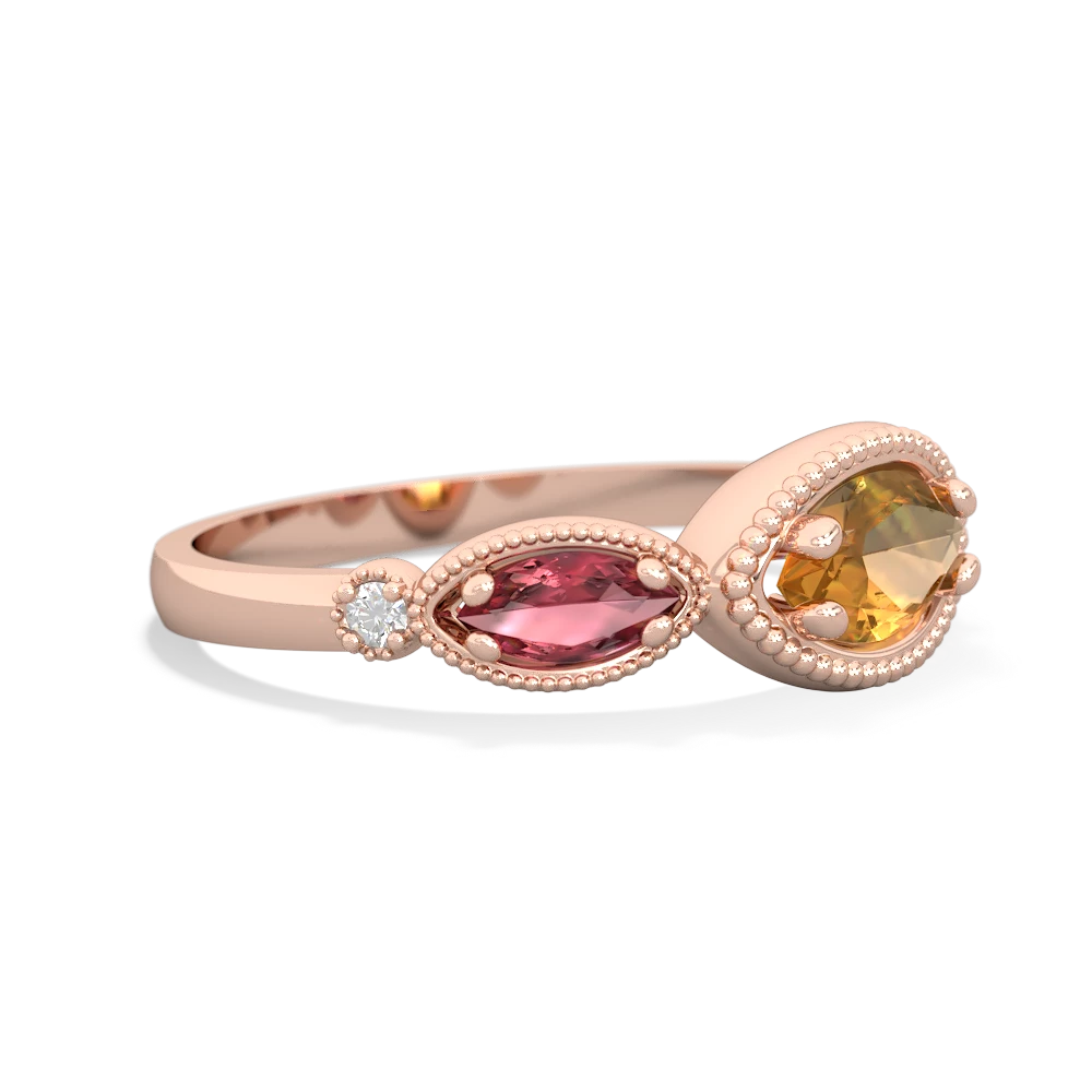 Citrine Milgrain Marquise 14K Rose Gold ring R5700