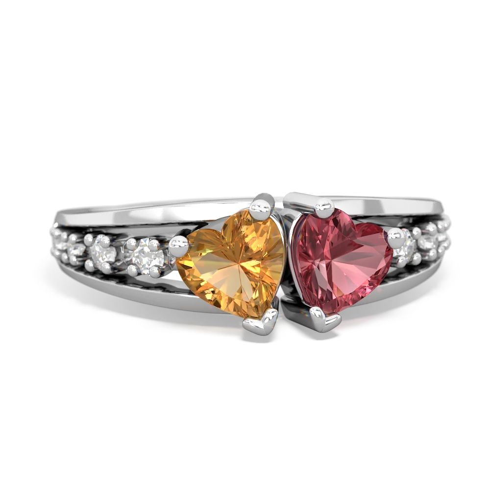 Citrine Heart To Heart 14K White Gold ring R3342