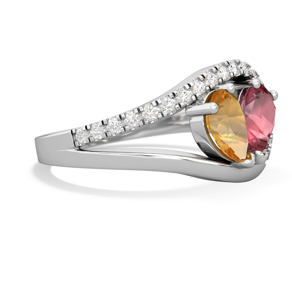 Citrine Nestled Heart Keepsake 14K White Gold ring R5650