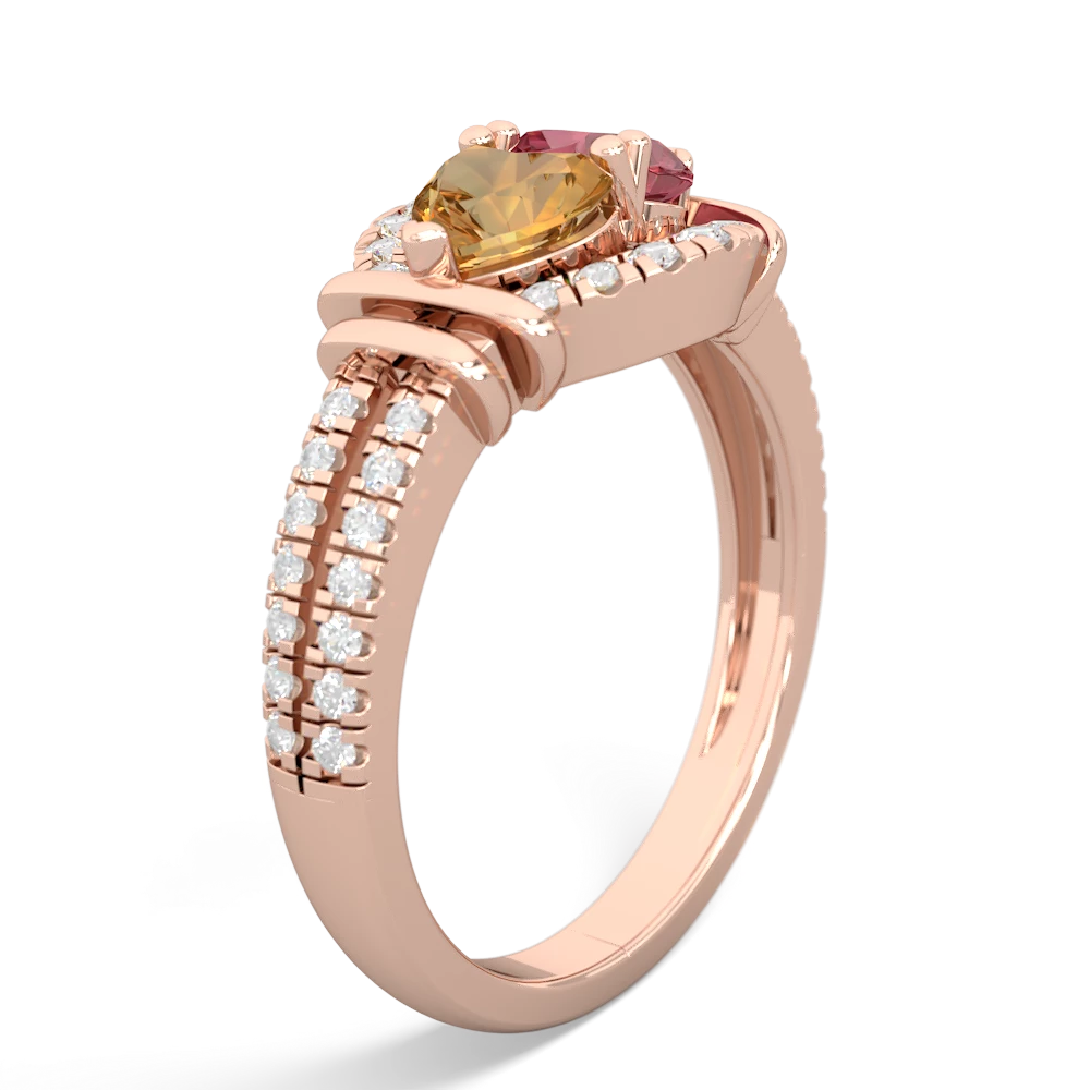 Citrine Art-Deco Keepsake 14K Rose Gold ring R5630