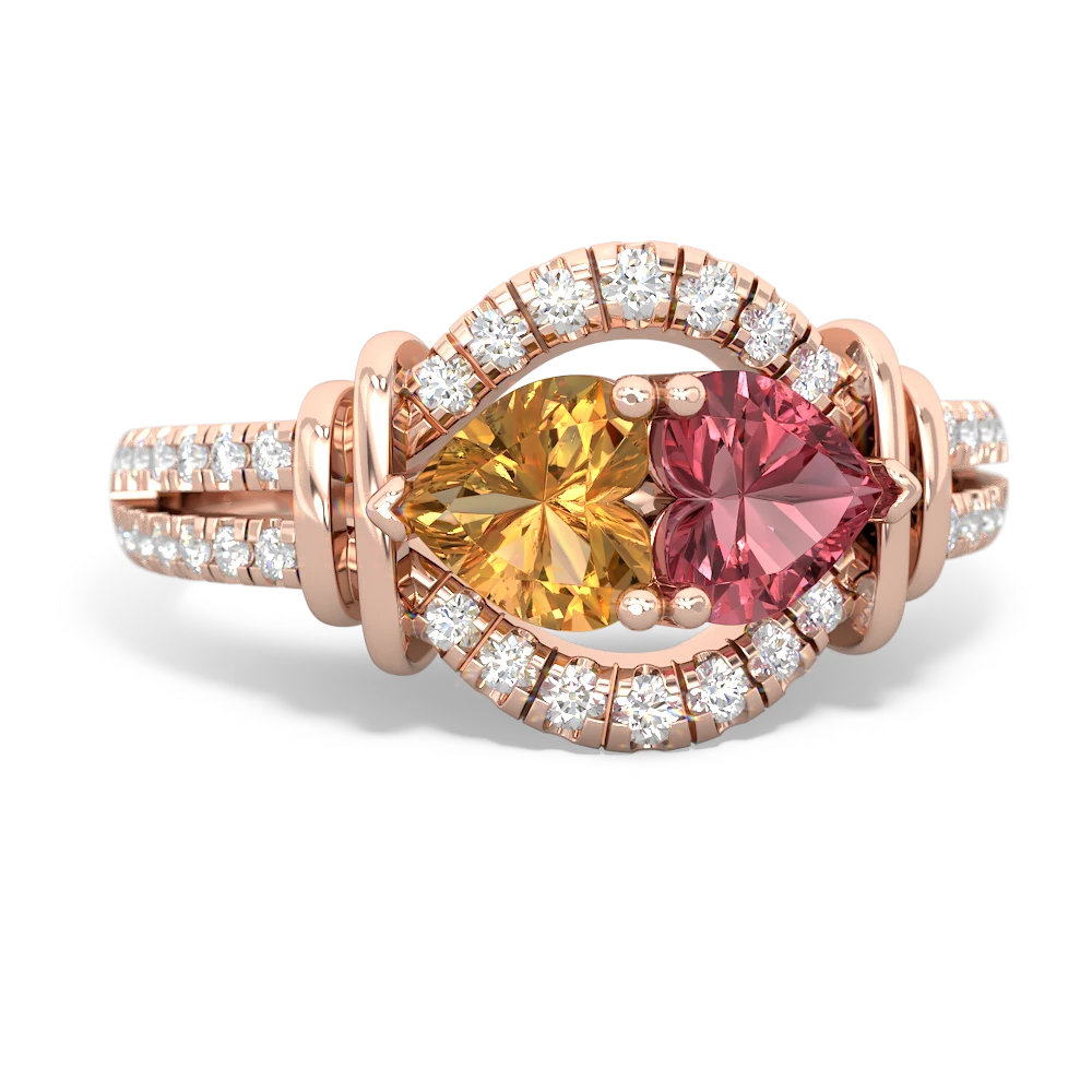 Citrine Art-Deco Keepsake 14K Rose Gold ring R5630