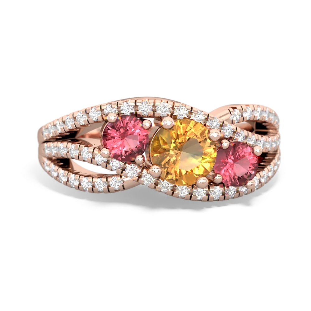 Citrine Three Stone Aurora 14K Rose Gold ring R3080