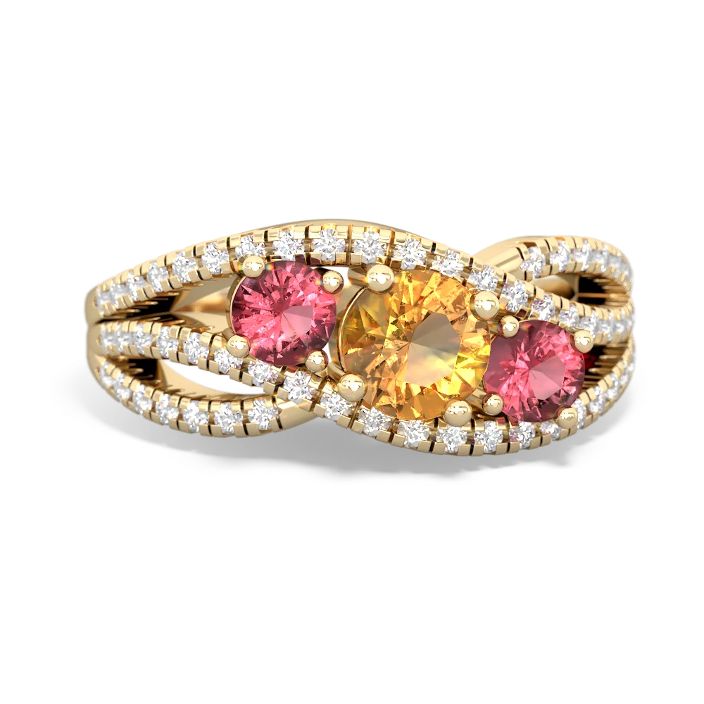 Citrine Three Stone Aurora 14K Yellow Gold ring R3080