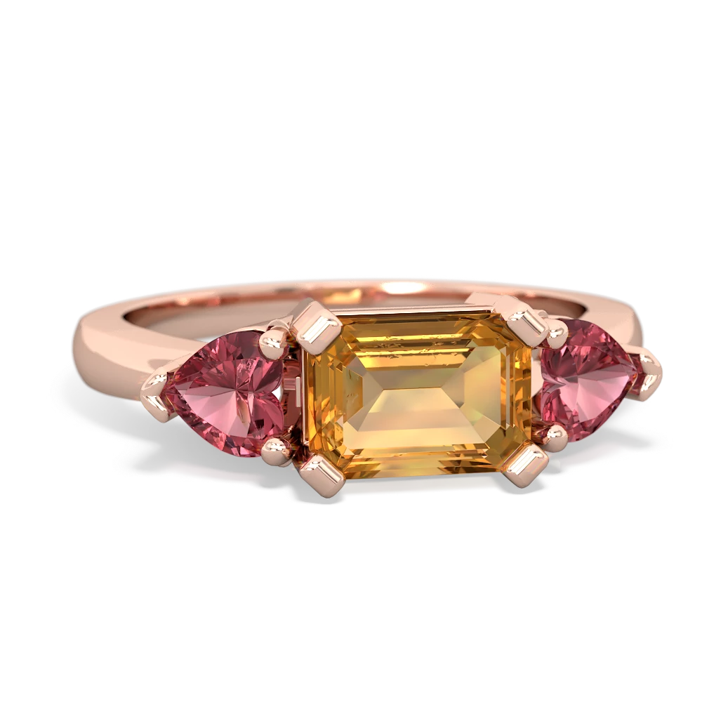 Citrine Three Stone 14K Rose Gold ring R5235