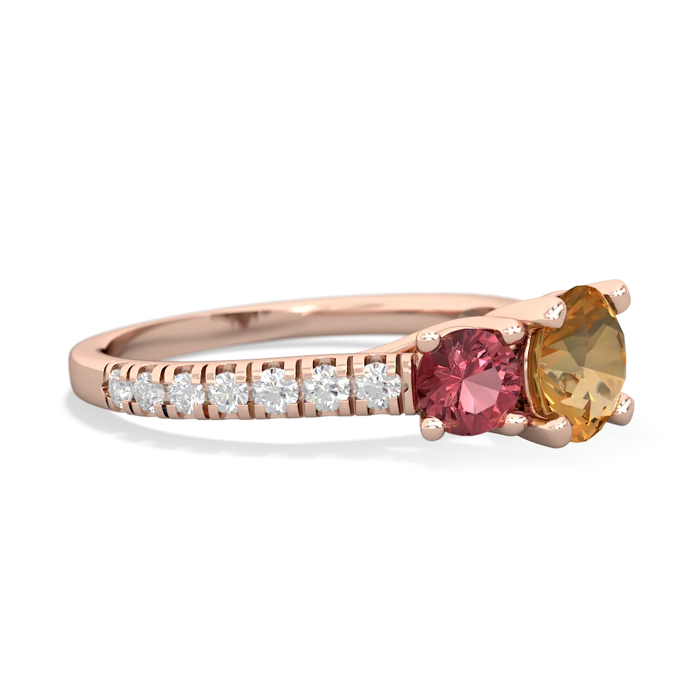 Citrine Pave Trellis 14K Rose Gold ring R5500