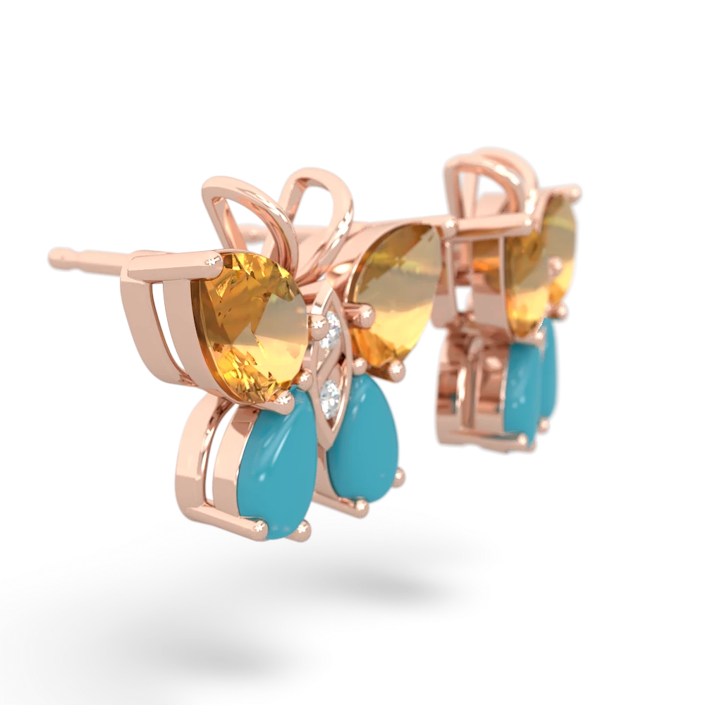 Citrine Butterfly 14K Rose Gold earrings E2215