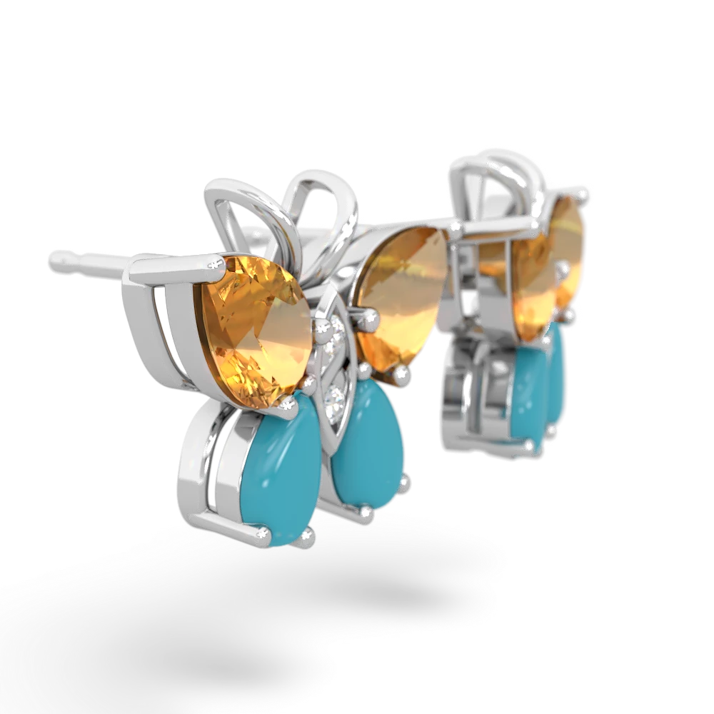 Citrine Butterfly 14K White Gold earrings E2215