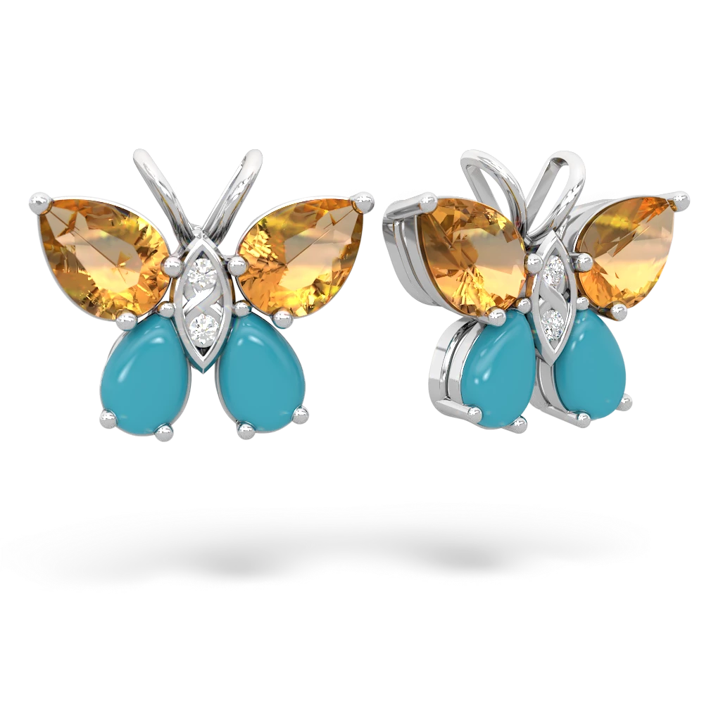 Citrine Butterfly 14K White Gold earrings E2215