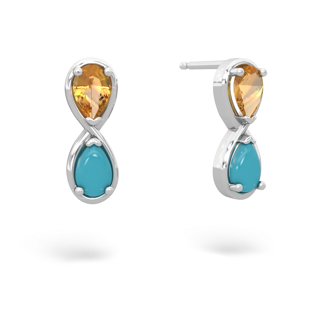 Citrine Infinity 14K White Gold earrings E5050