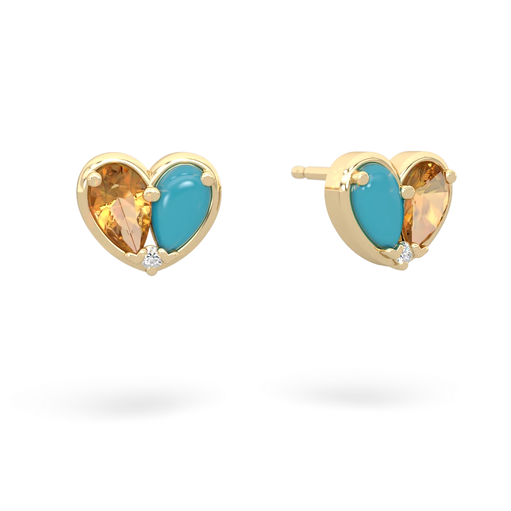 Citrine 'Our Heart' 14K Yellow Gold earrings E5072