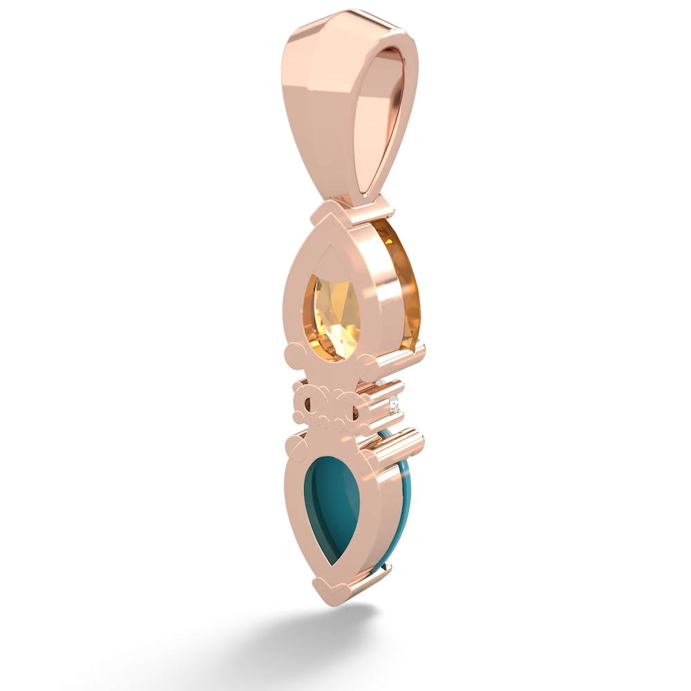 Citrine Bowtie Drop 14K Rose Gold pendant P0865