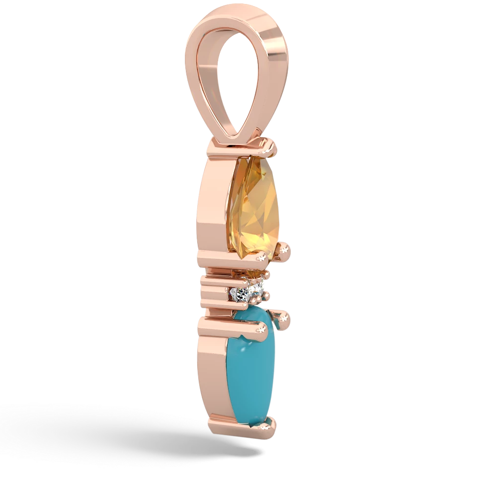 Citrine Bowtie Drop 14K Rose Gold pendant P0865