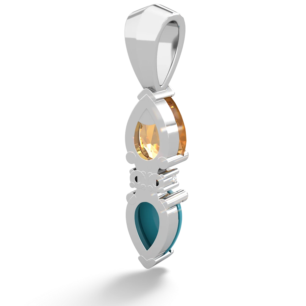 Citrine Bowtie Drop 14K White Gold pendant P0865