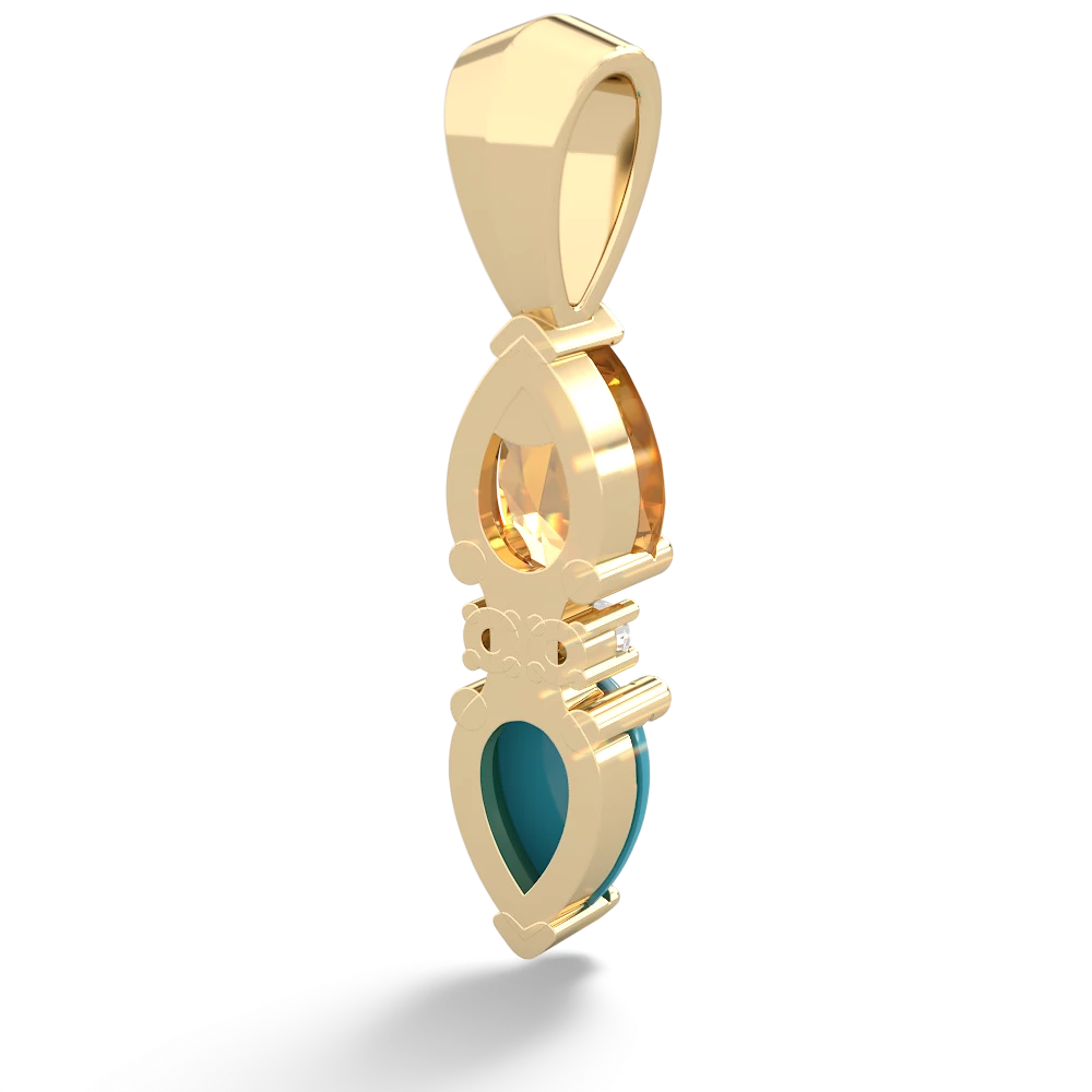 Citrine Bowtie Drop 14K Yellow Gold pendant P0865