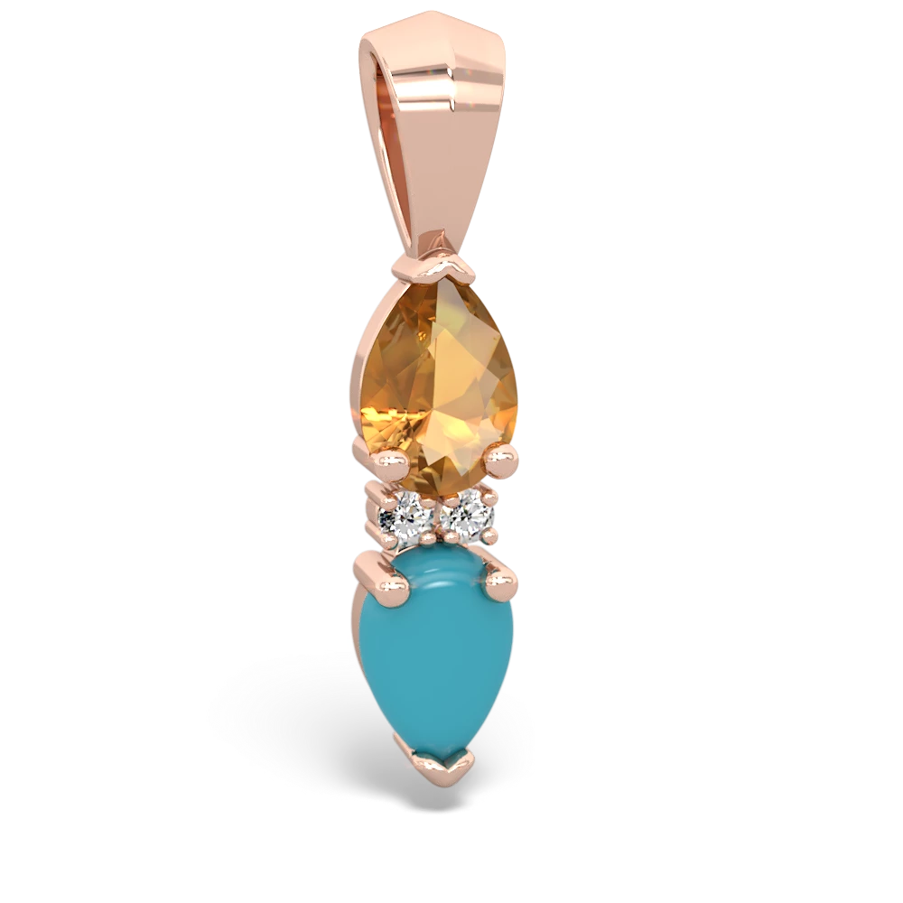 Citrine Bowtie Drop 14K Rose Gold pendant P0865