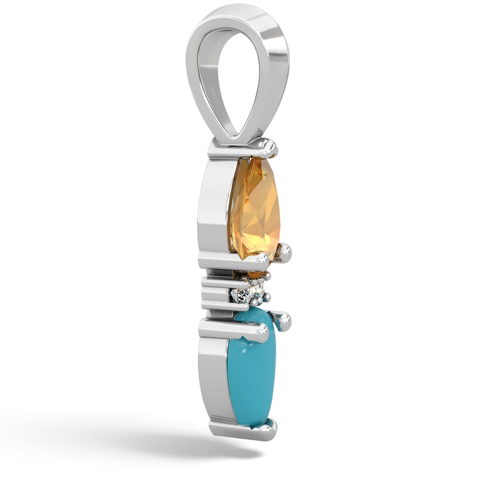Citrine Bowtie Drop 14K White Gold pendant P0865