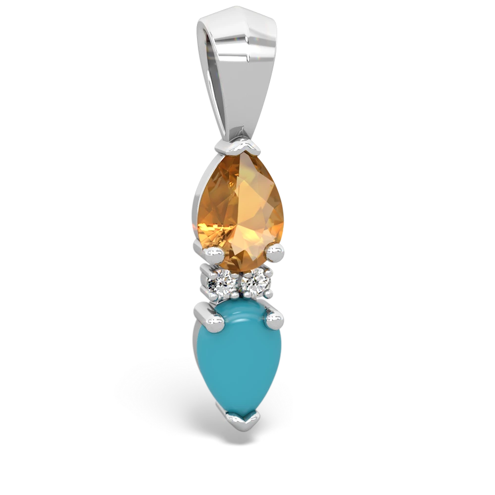 Citrine Bowtie Drop 14K White Gold pendant P0865