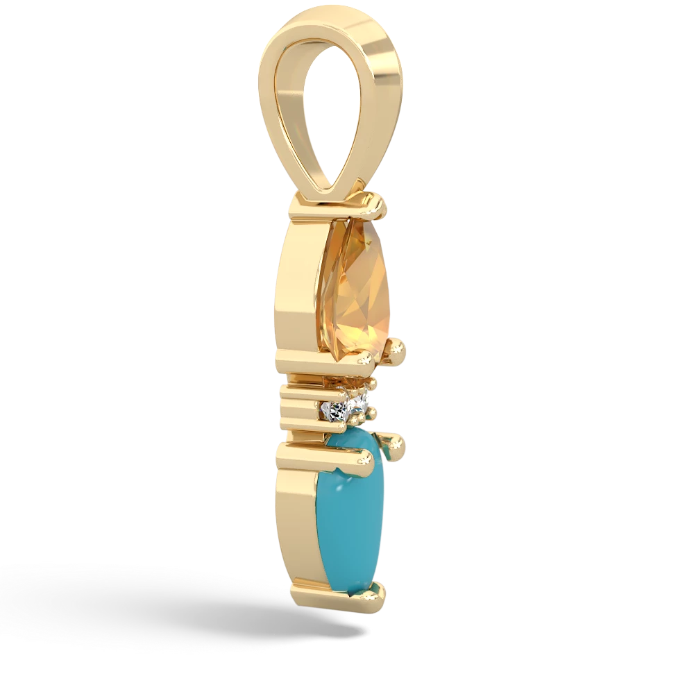 Citrine Bowtie Drop 14K Yellow Gold pendant P0865