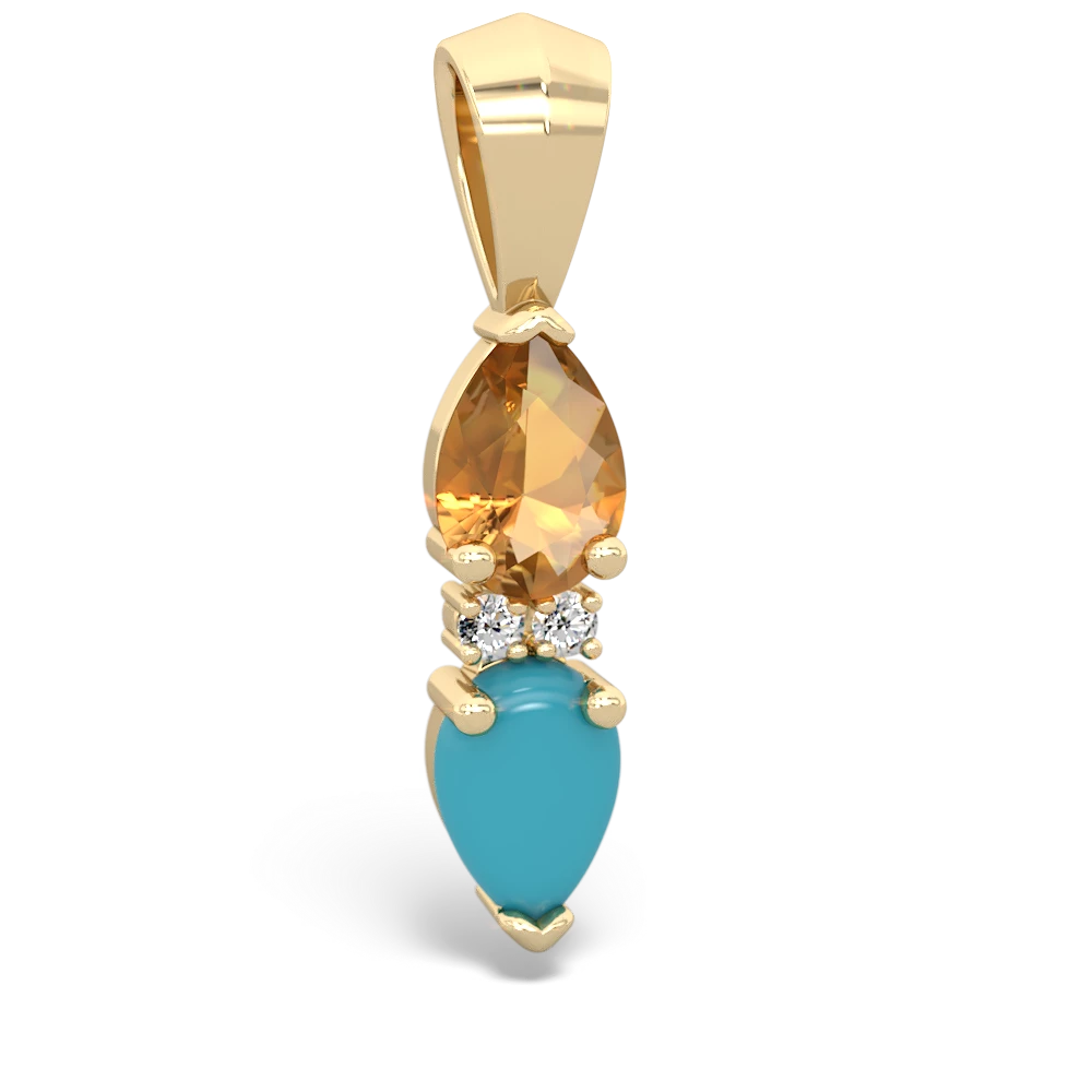Citrine Bowtie Drop 14K Yellow Gold pendant P0865