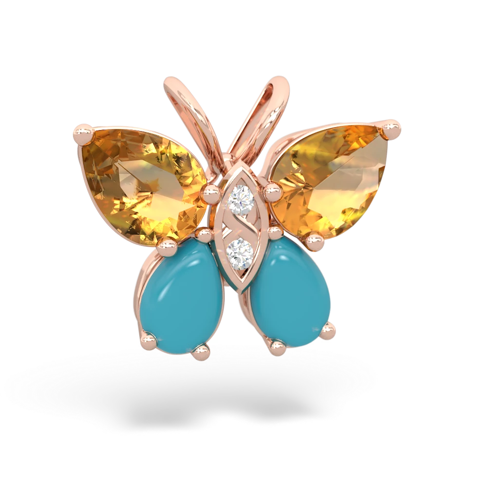 Citrine Butterfly 14K Rose Gold pendant P2215