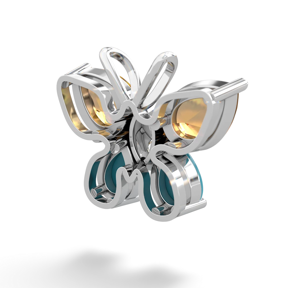 Citrine Butterfly 14K White Gold pendant P2215