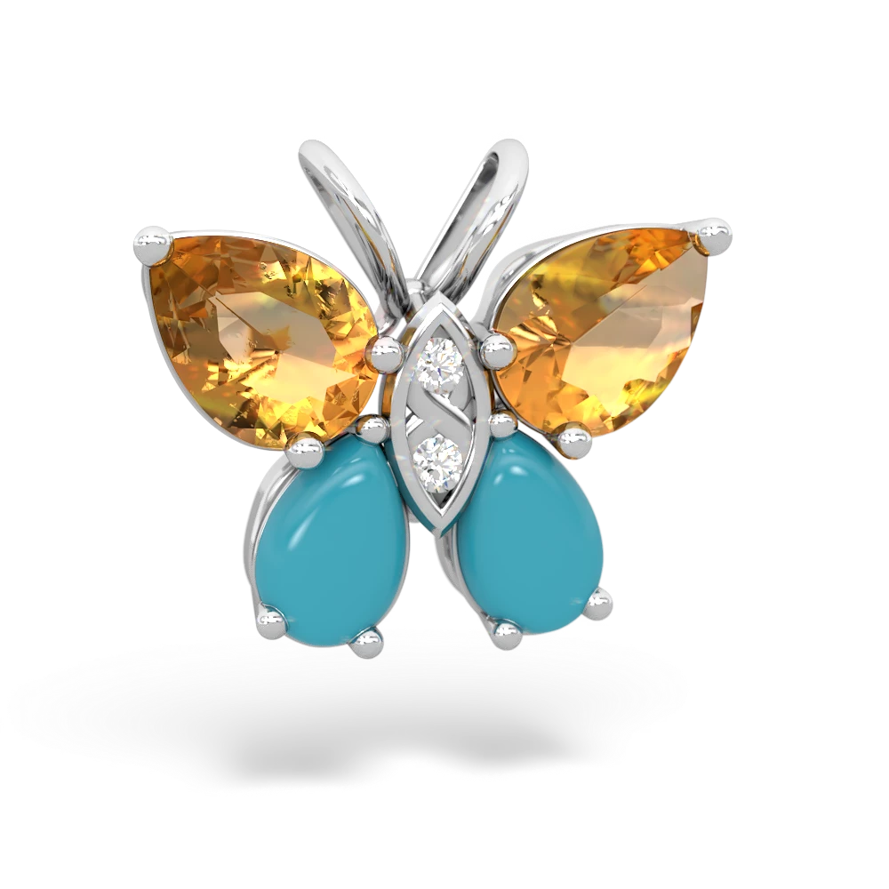 Citrine Butterfly 14K White Gold pendant P2215