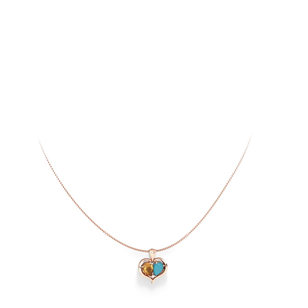 Citrine Two Become One 14K Rose Gold pendant P5330