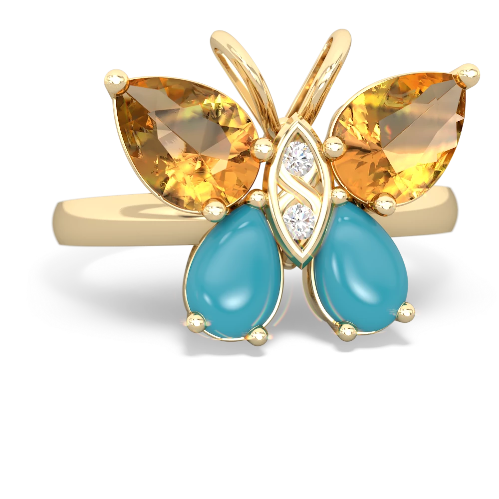 Citrine Butterfly 14K Yellow Gold ring R2215