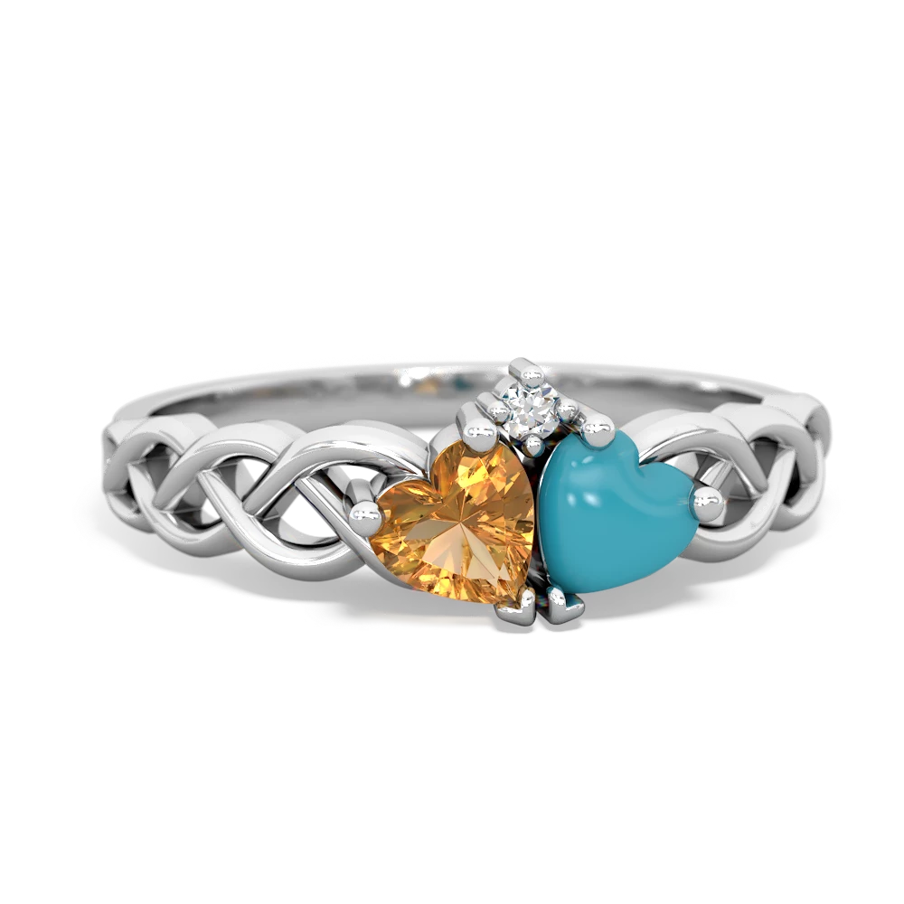 Citrine Heart To Heart Braid 14K White Gold ring R5870