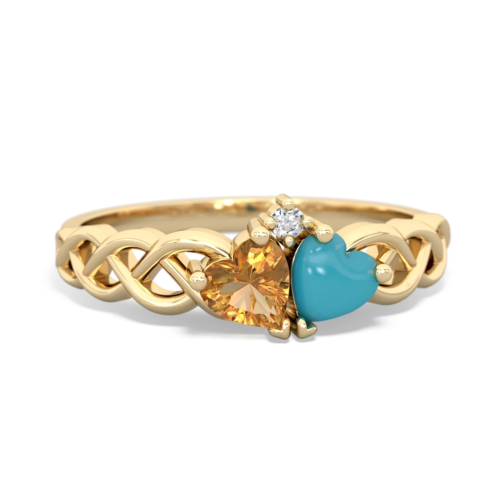 Citrine Heart To Heart Braid 14K Yellow Gold ring R5870