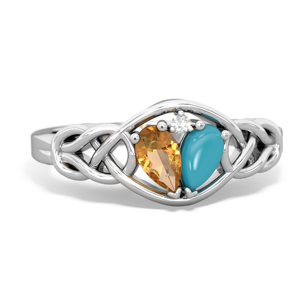 Citrine Celtic Love Knot 14K White Gold ring R5420