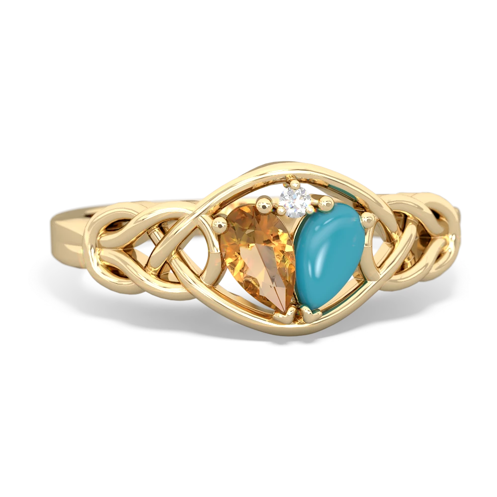 Citrine Celtic Love Knot 14K Yellow Gold ring R5420