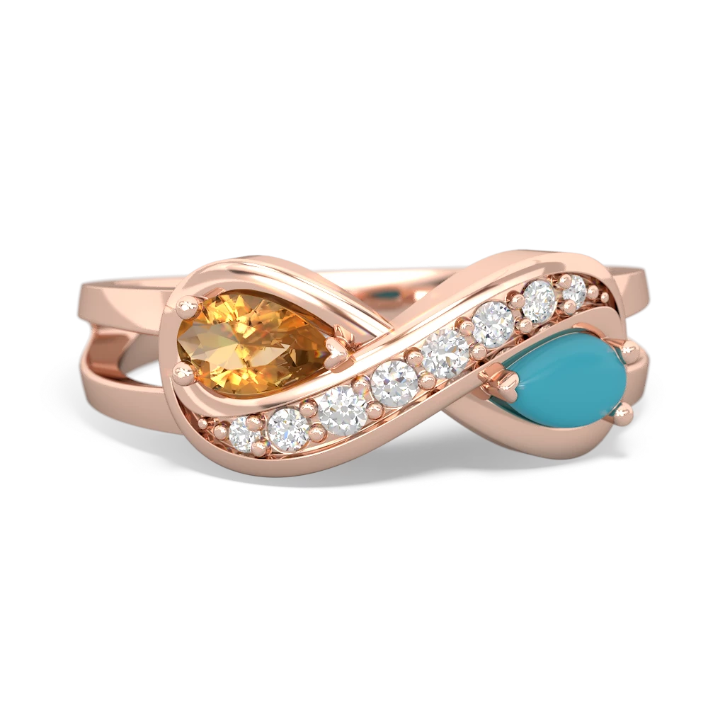 Citrine Diamond Infinity 14K Rose Gold ring R5390