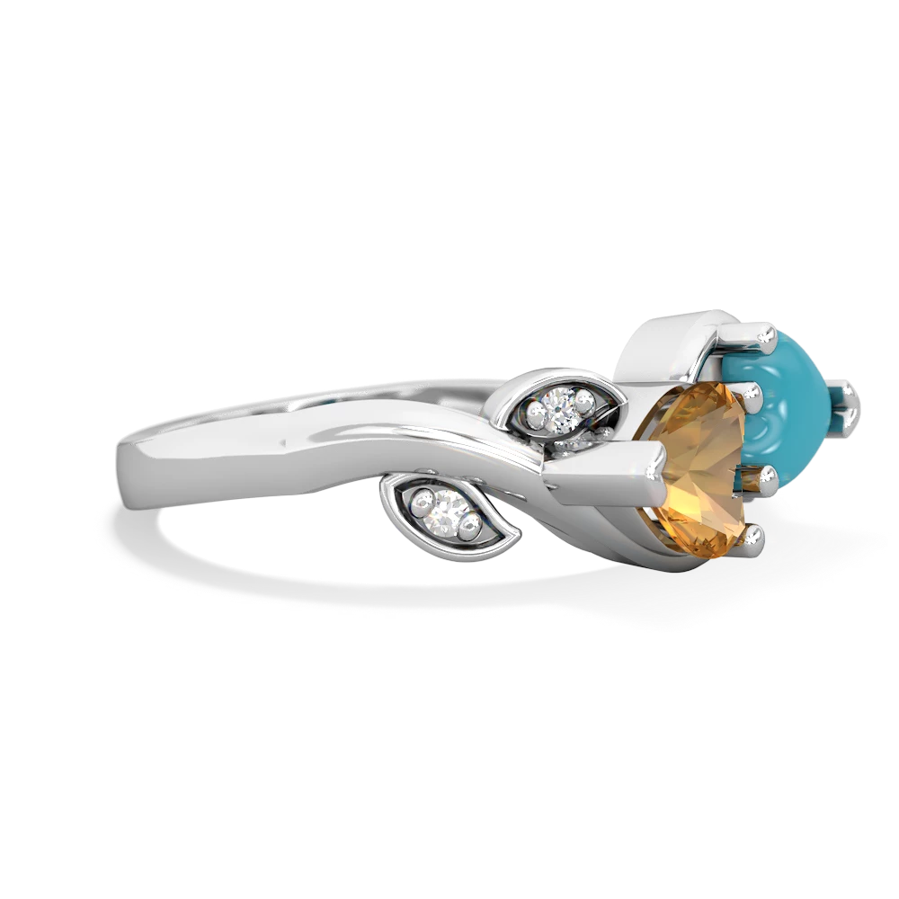 Citrine Floral Elegance 14K White Gold ring R5790