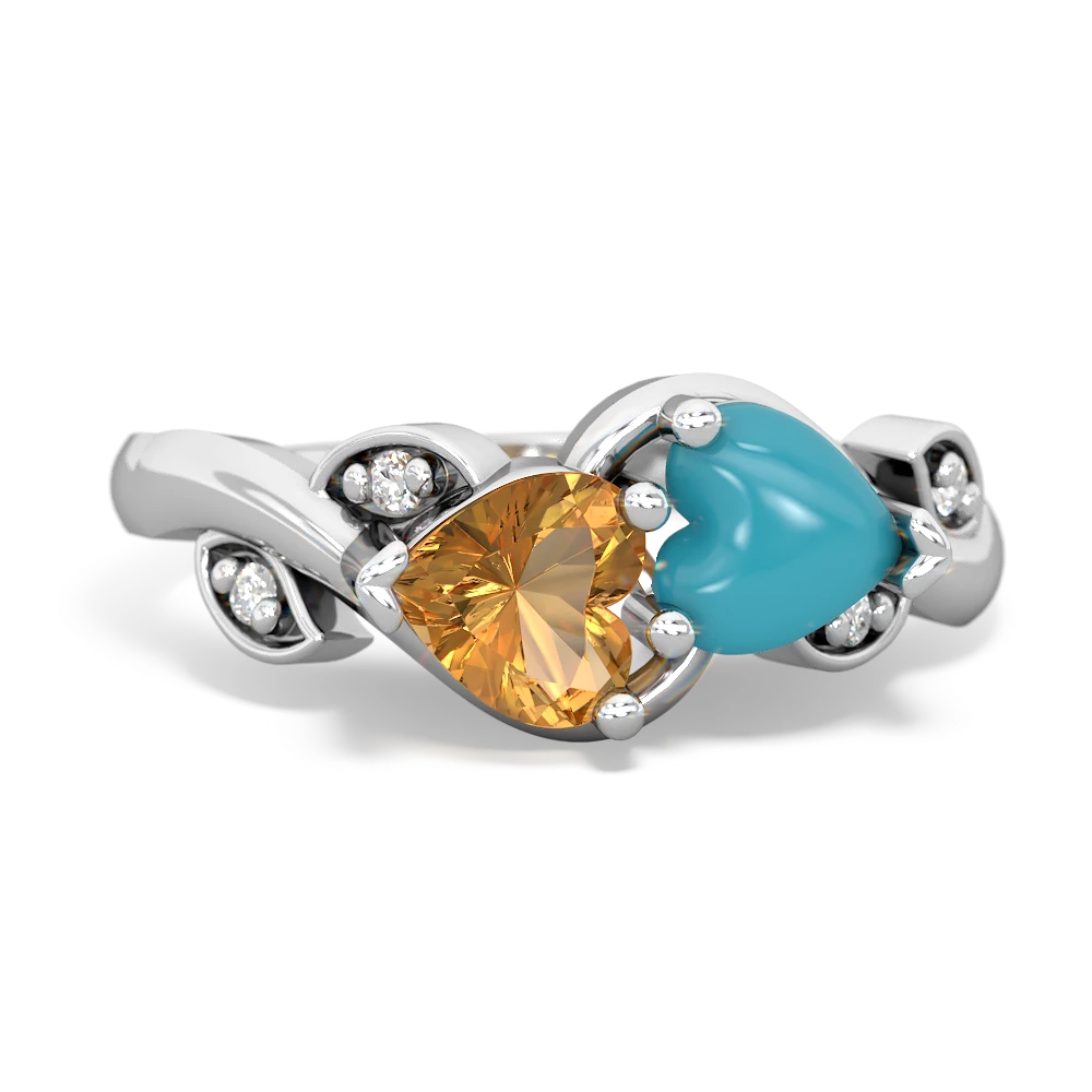 Citrine Floral Elegance 14K White Gold ring R5790