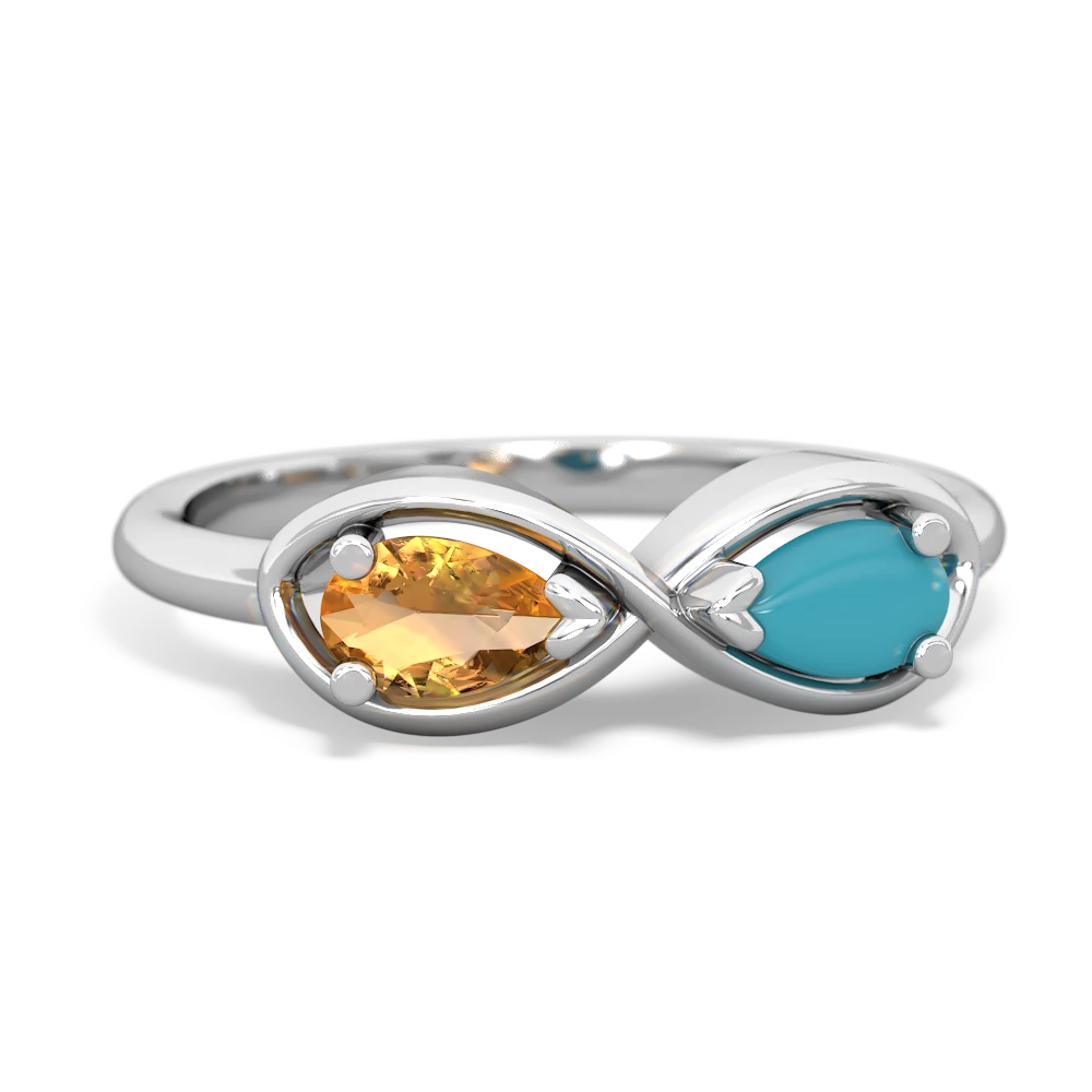 Citrine Infinity 14K White Gold ring R5050